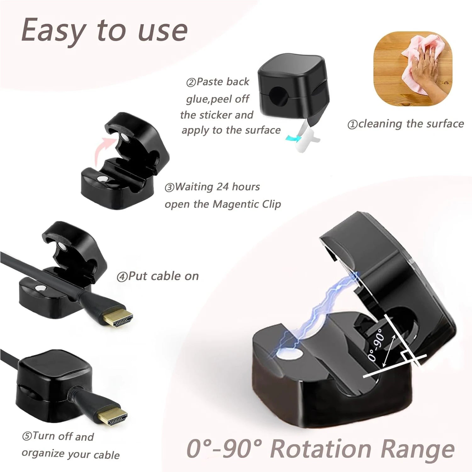 Magnetic Cord Organizer Clips (6/12/18 pcs)